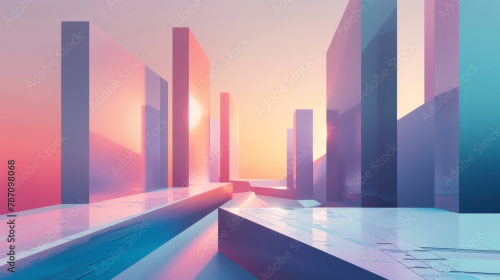 Minimalistic architectural desktop wallpaper featuring abstract shapes ...