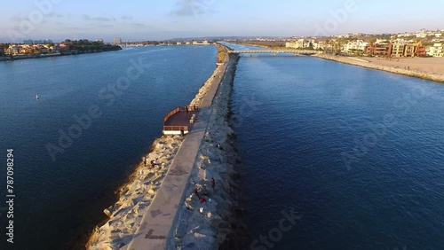 Wallpaper Mural Aerial Panning Scenic View Of Residential Town Against Sky, Drone Flying Over Pier In Rippled Sea - Marina Del Rey, California Torontodigital.ca