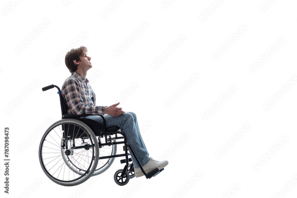 Young man sitting in a wheelchair
.isolated on white background Young man sitting in a wheelchair
.isolated on white background