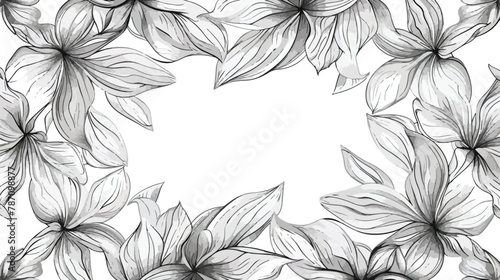 Monochrome Background With Abstract Flowers. Circle 