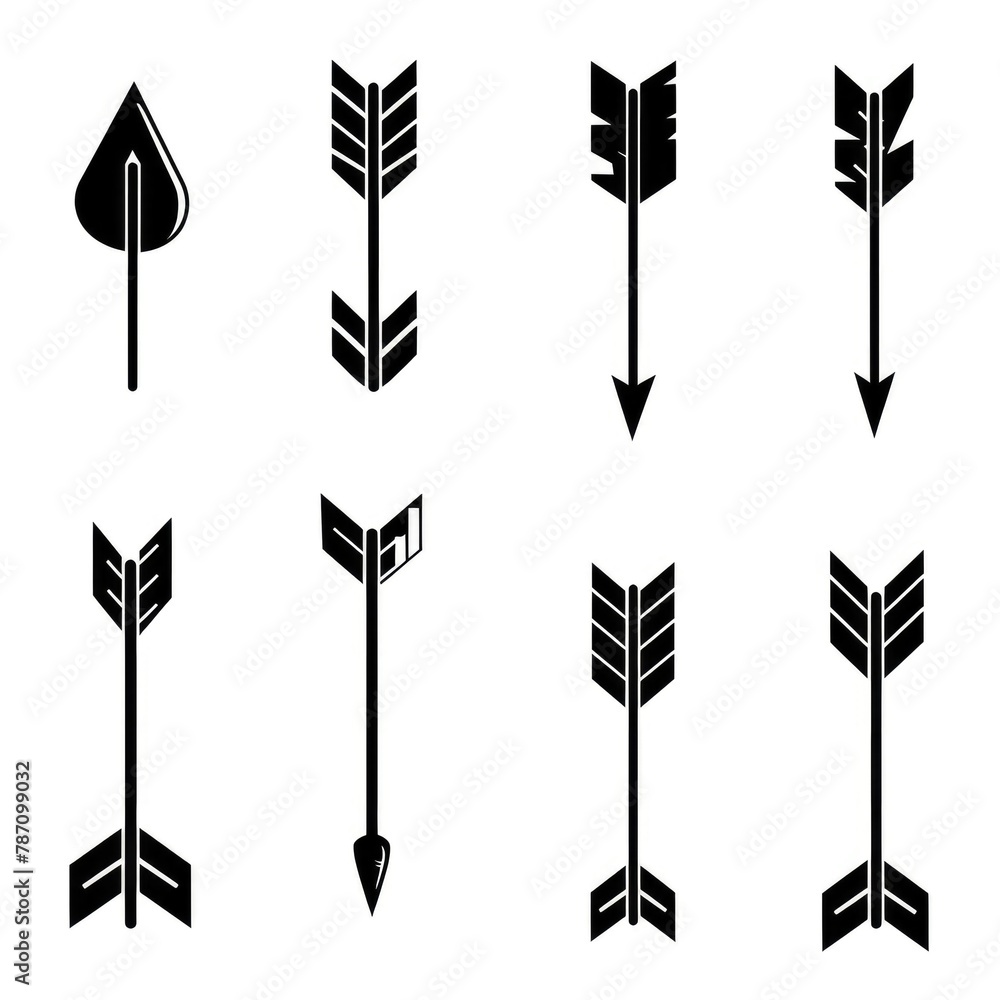 An assortment of arrow graphics in black on a white background An assortment of arrow graphics in black on a white background