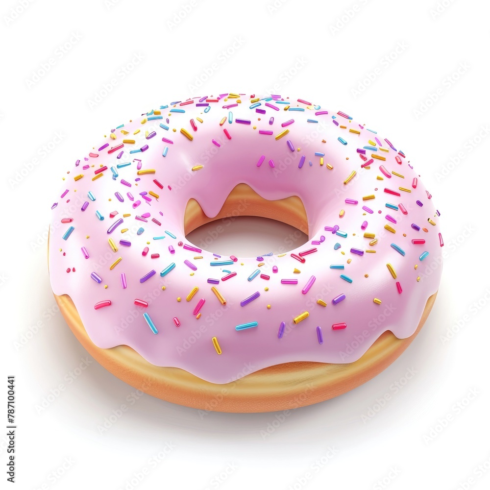 Digitally crafted donut with a glossy pink frosting and colorful sprinkles Digitally crafted donut with a glossy pink frosting and colorful sprinkles