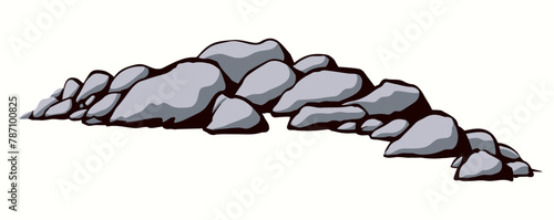 The stones lie on the ground. Vector drawing
