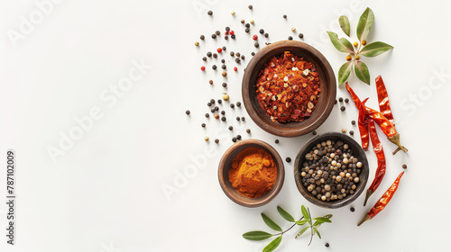 Realistic photo of spices. Creative artistic diplay of fresh ingredients. AI Generative. 