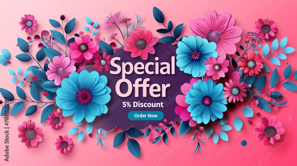 The full length of banner design showing the title "Special Offer 50 Discount" at the top of banner. - obrazy, fototapety, plakaty 