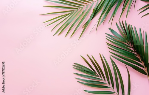 Palm Leaves on a Pink Background