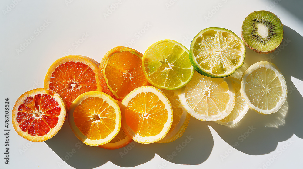 Realistic photo of fresh fruits. Creative artistic diplay of fresh ingredients. AI Generative. Realistic photo of fresh fruits. Creative artistic diplay of fresh ingredients. AI Generative.