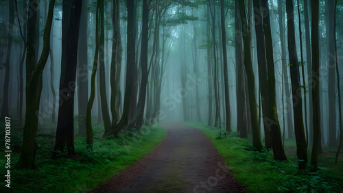 Misty Enchanted Forest Pathway: Serenity Amidst Nature