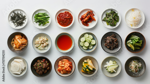 aRealistic photo of korean food. Creative artistic diplay of fresh ingredients. AI Generative kimchi. 
