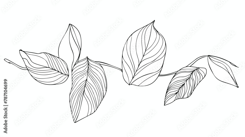 One line continuous of leaves single line drawing art