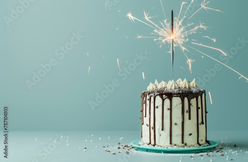 Cake With Sparkler on Top