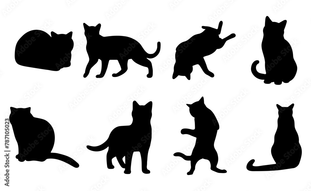Cat shadow 1 cute on a white background, vector illustration.