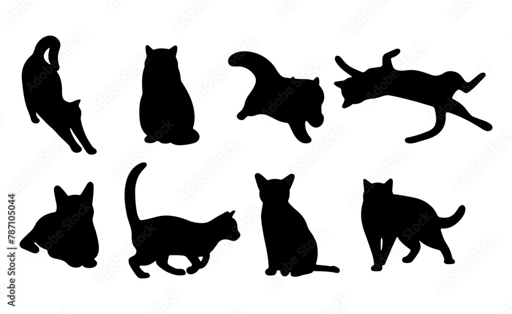 Cat shadow 6 cute on a white background, vector illustration.