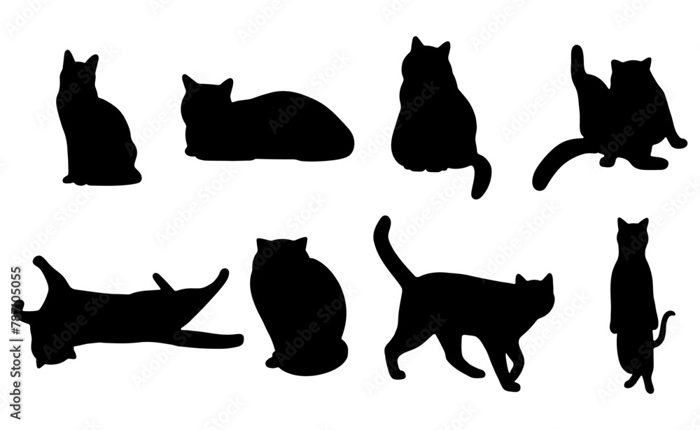 Cat shadow 4cute on a white background, vector illustration.