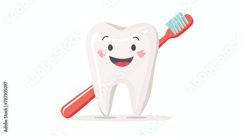 Ooth with toothbrush. Dental hygiene and health concept