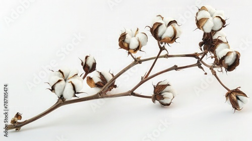 Dried cotton plant twigs with seed pods.
