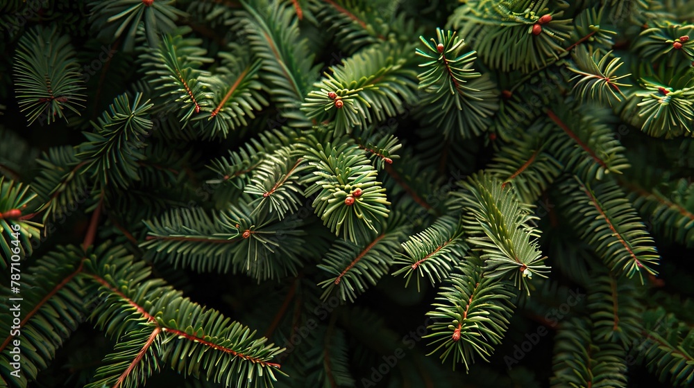 Spruce branches on a wooden background Spruce branches on a wooden background