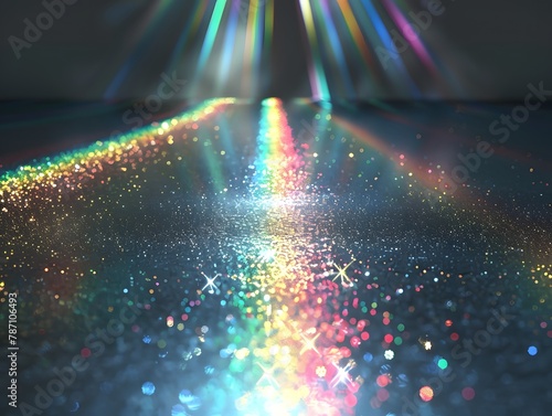 Glittering prism dark background of gradation where light enters from the left and right.