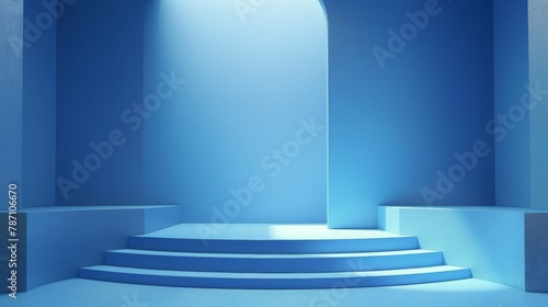 Set of Steps Leading Up to a Blue Room