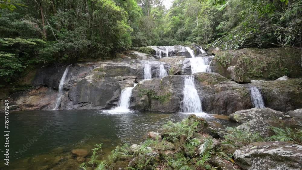 Beautiful waterfall in the green forest Beautiful waterfall in the green forest