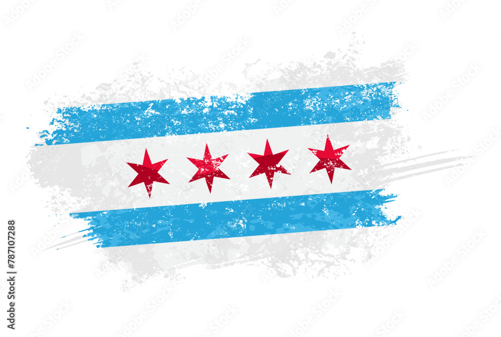 Obraz premium Chicago flag with grunge effect - vector illustration