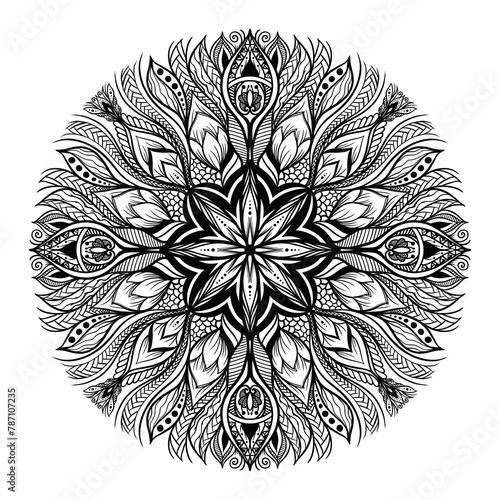 abstract mandala floral pattern for design,Hand drawn mandala pattern for Henna, Mehndi, 
tattoo, wallpaper,background,Coloring book, anti-stress, 
for coloring kids,adult,Decorative,ornament in ethni