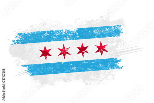 Chicago flag with grunge effect - vector illustration