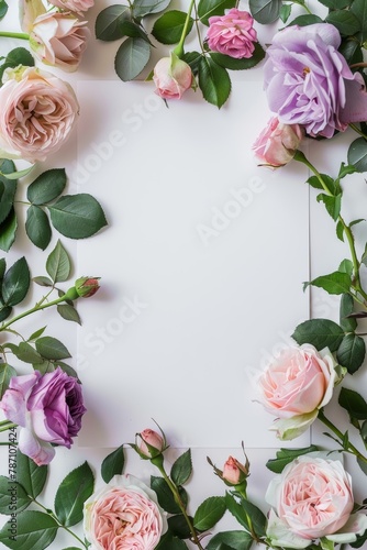 White Sheet of Paper Surrounded by Flowers