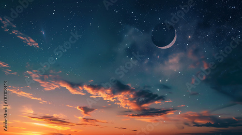 Sky night stars and moon islamic nightsunset © Anas