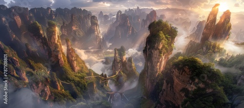 landscape from the height of a cliff into the mountains