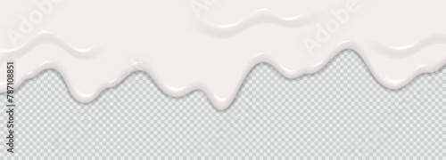Yogurt, milk or cream surface creamy liquid melt splash flowing background. Vector white milk splash or ice cream flow soft texture on transparent background for sweet dessert design. 3D Illustration