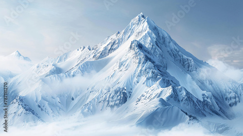 Snowy mountain peak in winter. Landscape 