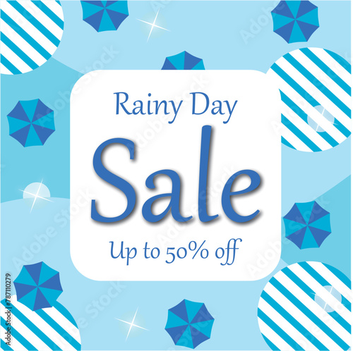 雨のセール最大50%offの真四角のバナー