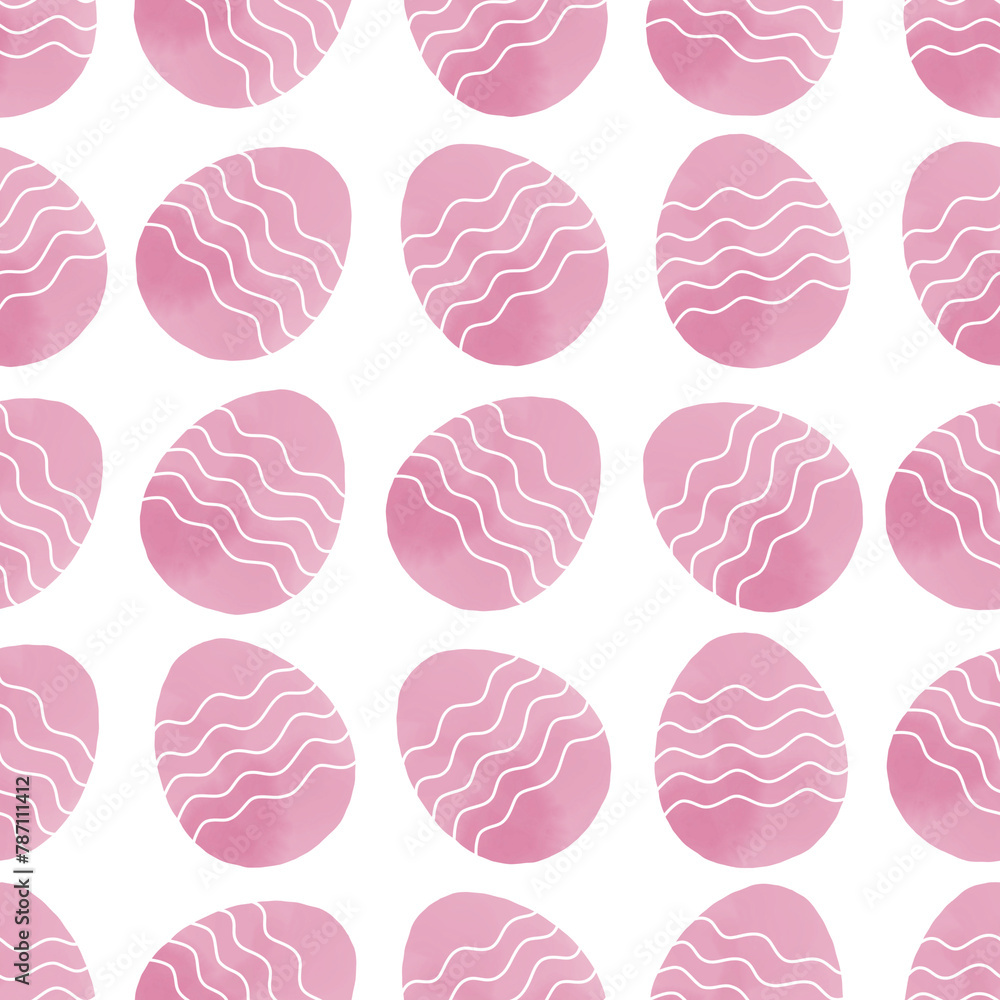 Seamless pattern with easter eggs, hand drawn illustration in watercolor style Seamless pattern with easter eggs, hand drawn illustration in watercolor style