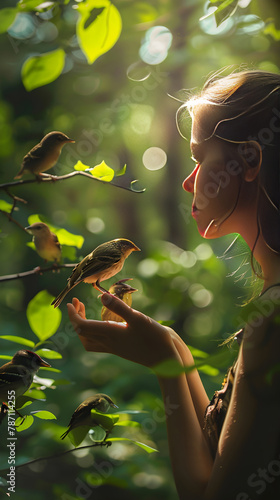 Exemplifying Naturalist Intelligence: Human Connection with Avian Species in a Verdant Forest