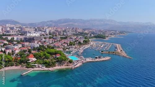 Split, Croatia: Aerial view of famous Mediterranean city by Adriatic Sea, summer day with clear blue sky - landscape panorama of Europe from above
 photo