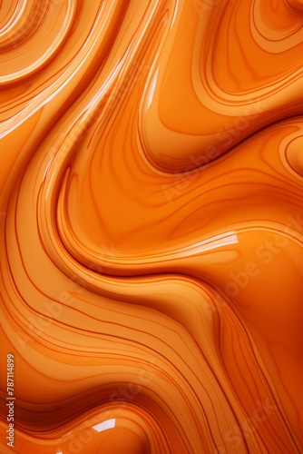 This close-up view showcases the intricate details of an orange liquid texture, revealing the smooth surface and vibrant color of the substance