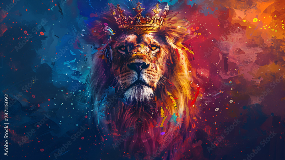 Abstract lion painting concept, generative Ai