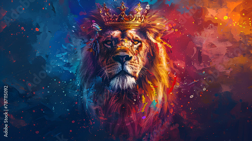 Abstract lion painting concept  generative Ai