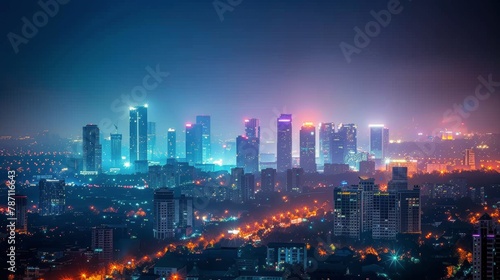 Vibrant Cityscape Illuminated at Night