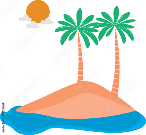 Island illustration, clipart, cartoon, pattern, for backgrounds and designers