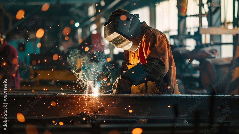 welder factory worker Metal sparks welder factory worker Metal sparks