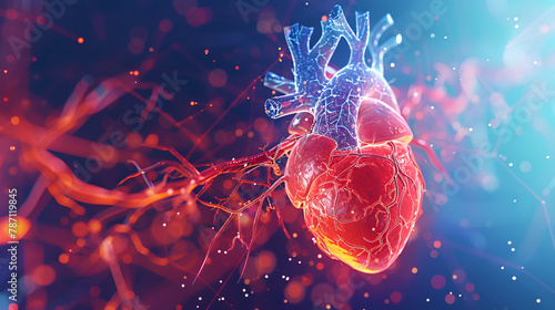 AI-generated illustration of the human cardiovascular, generative Ai photo