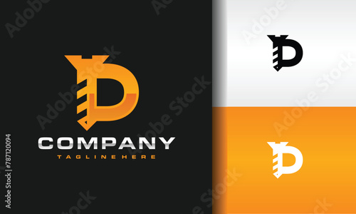 letter D bolt nut logo