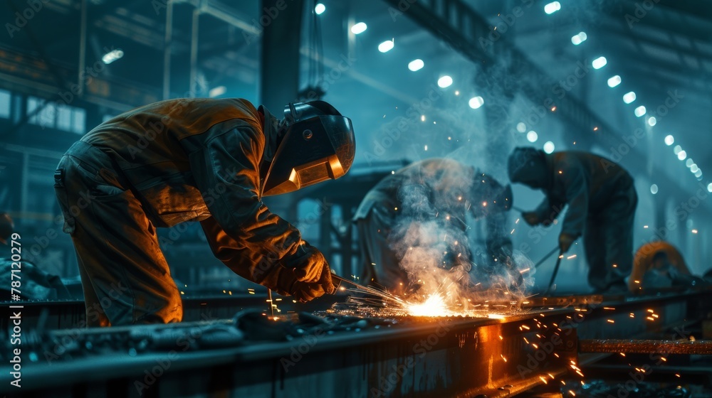 welder factory worker Metal sparks welder factory worker Metal sparks