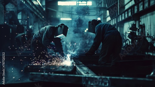 welder factory worker Metal sparks