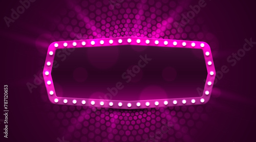 Light frame label, event bar casino, show signboard. Vector illustration