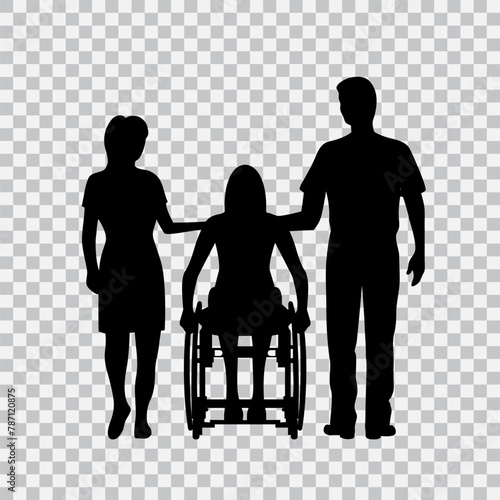 Man in a wheelchair on transparent vector illustration