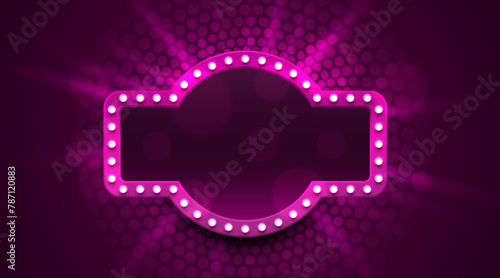 Light frame label, event bar casino, show signboard. Vector illustration