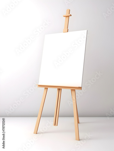 White canvas on the easel. Simple mockup template